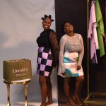 Checkered Skirt With Lacy Shoulder Paded Blouse